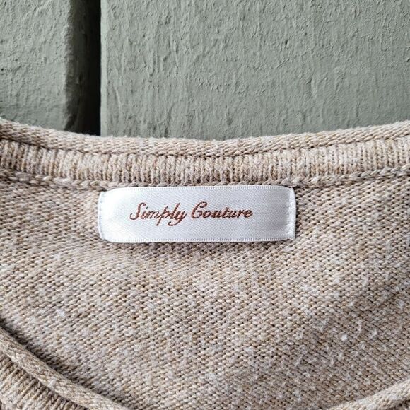 Simply Couture Cream Long‎ Sleeve Lace Asymmetric Tiered Tunic Sweater Size - Picture 5 of 6